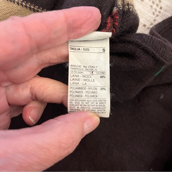 Vintage United Colours of Benetton Wool blend Argyle Cardigan Sweater , Sz S - Picture 5 of 9